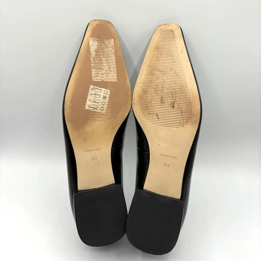 MICHAEL KORS Darrah Ballet Flats Women's‎ Size 8 Black Patent Leather Shoes